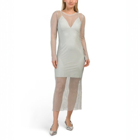 House of Harlow 1960 Long Sleeve Mesh Rhinestone Maxi Dress Size XS New With Tag - Picture 1 of 2